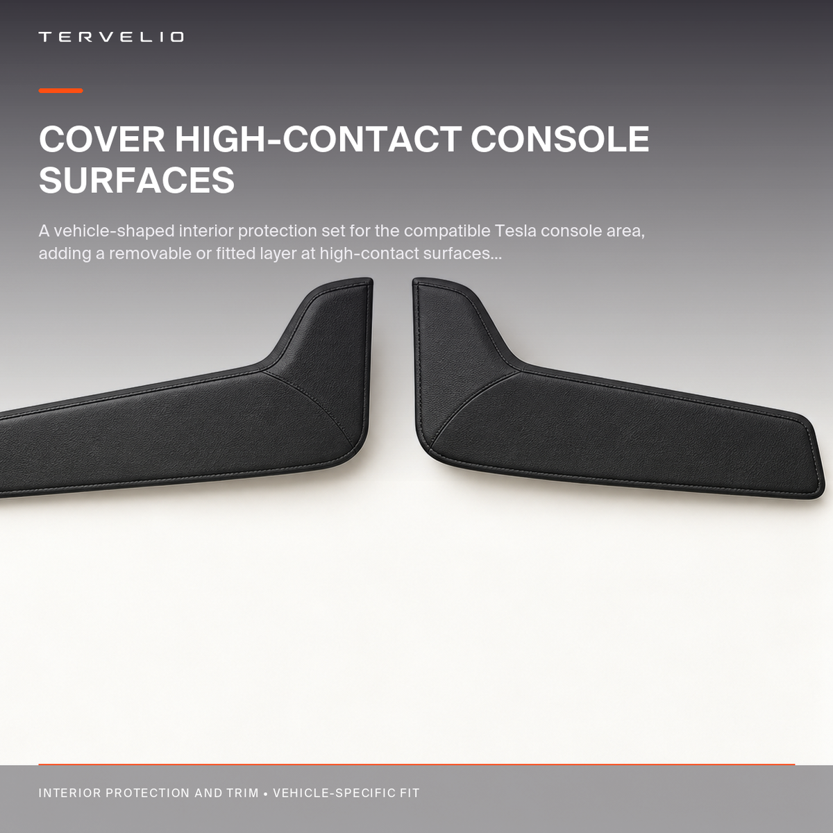 Center Console Side Kick Protectors for Tesla Model 3 / Model Y installed on the compatible Tesla console area