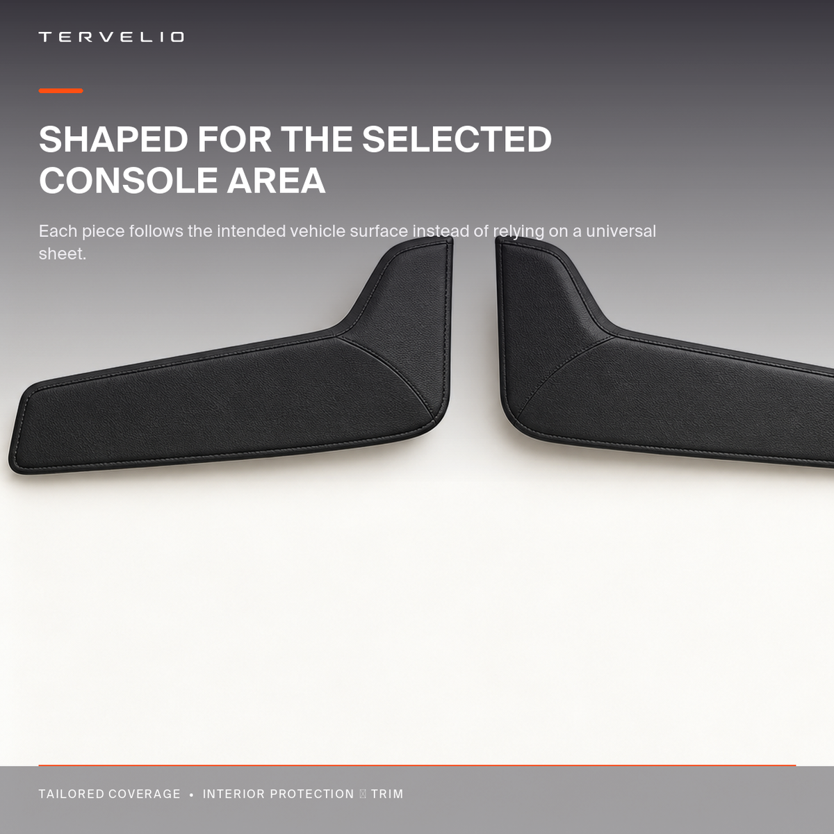 Center Console Side Kick Protectors for Tesla Model 3 / Model Y material, edge and contour detail