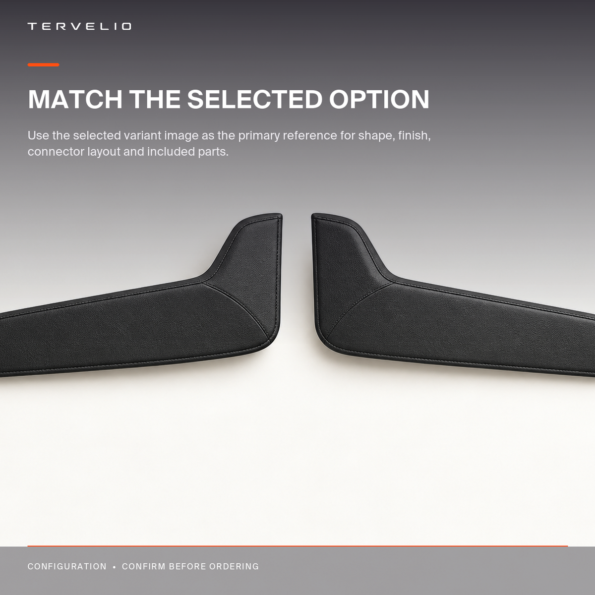 Center Console Side Kick Protectors for Tesla Model 3 / Model Y position, color and included-piece reference