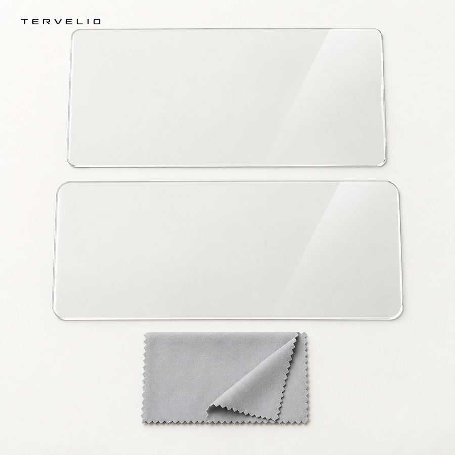 TERVELIO Clear Center Display Screen Protector for Tesla Model 3 / Model Y on a clean neutral background