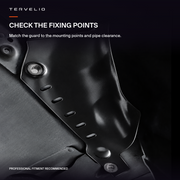 Close-up of the guard's mounting seats and elongated slots in the supplier installation.