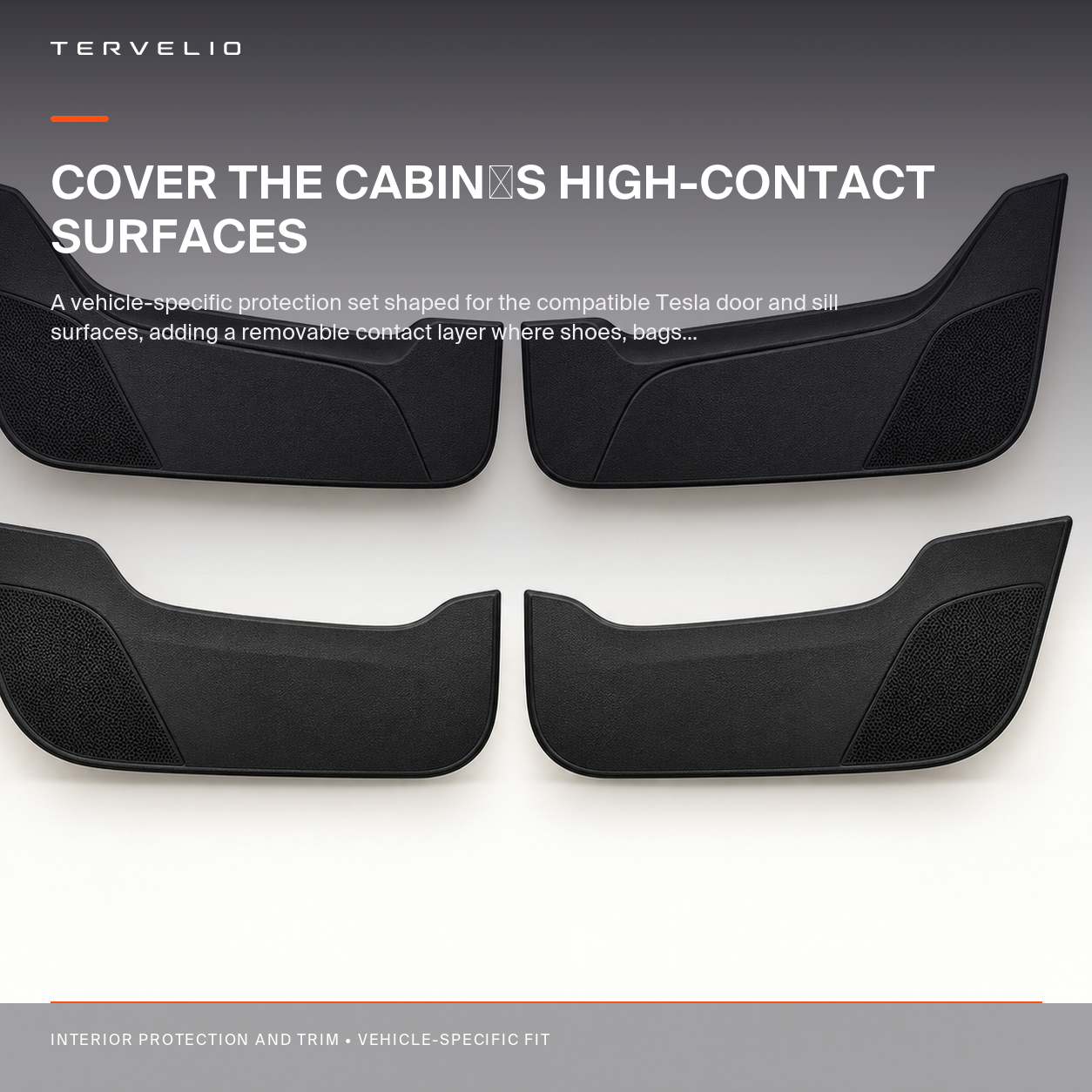 Door Kick Protector Set for Tesla Model Y installed on the compatible Tesla door and sill surfaces