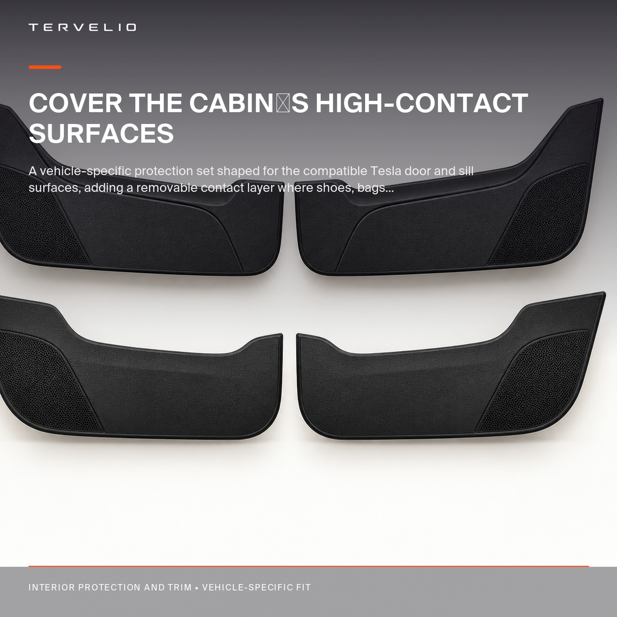 Door Kick Protector Set for Tesla Model Y installed on the compatible Tesla door and sill surfaces