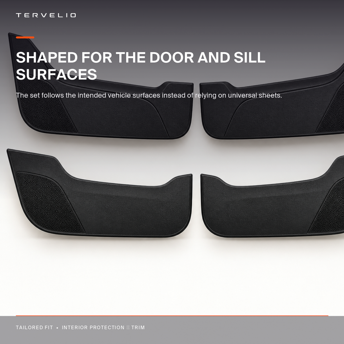Door Kick Protector Set for Tesla Model Y edge, finish and contour detail