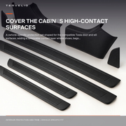 Door Sill and Console Protection Set for Tesla Model 3 installed on the compatible Tesla door and sill surfaces