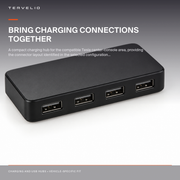 Four-Port Center Console USB Hub for Tesla Model 3 / Model Y installed in the compatible Tesla center-console area