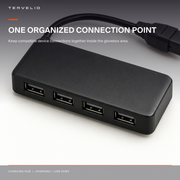 Four-Port Glovebox USB Hub for Tesla Model 3 / Model Y housing and port-detail view