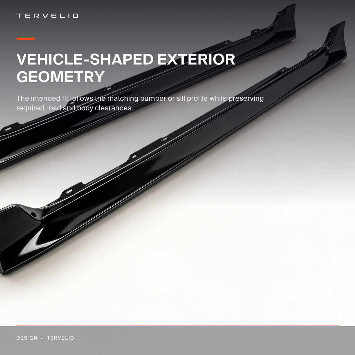 Gloss Black Side Skirt Pair finish and installed-profile reference