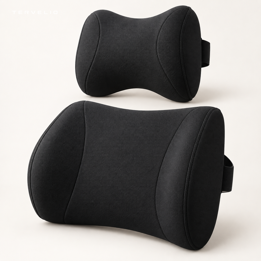 TERVELIO Headrest and Lumbar Cushion Options for Tesla configuration overview