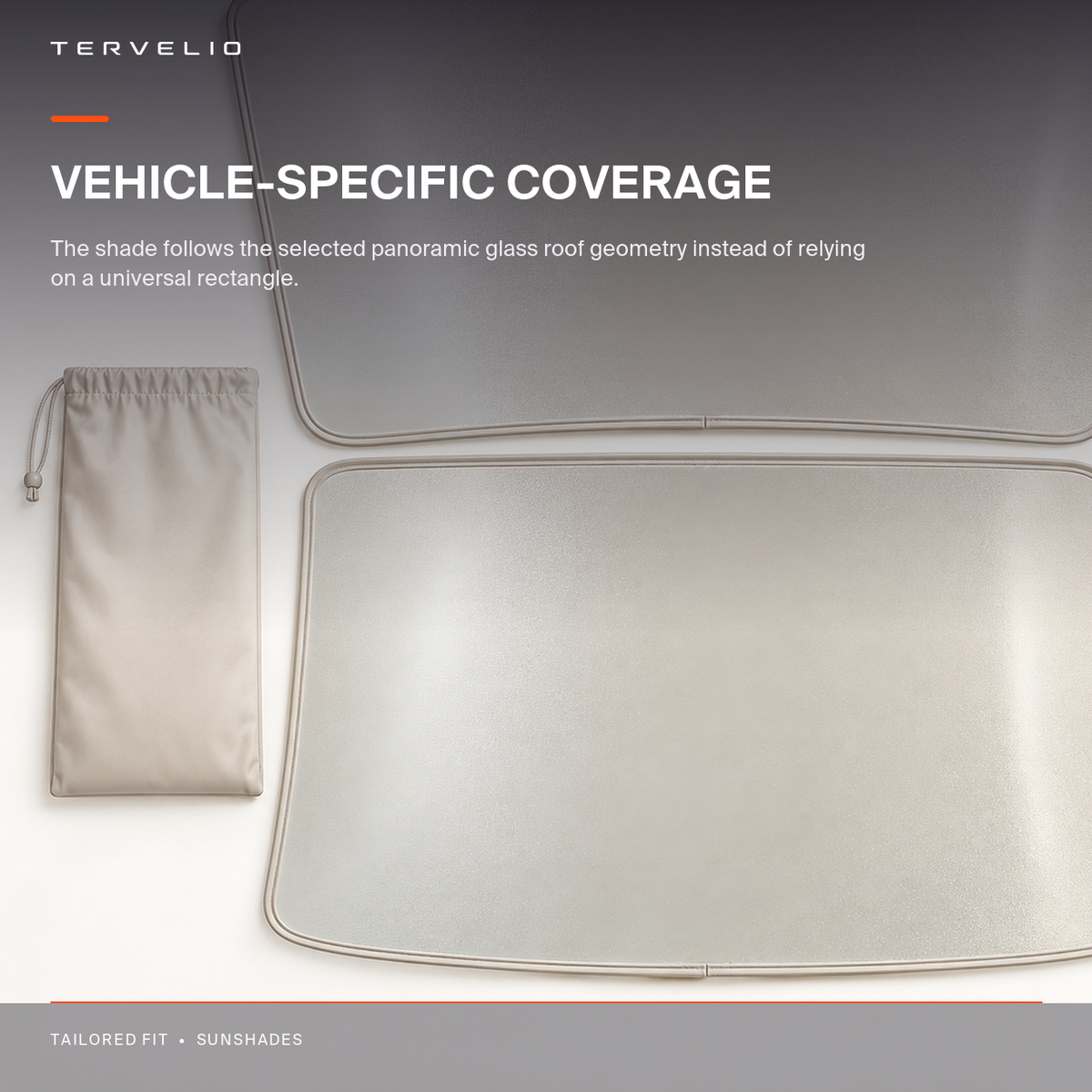 Ice-Crystal Silicone Roof Sunshade for Tesla Model Y edge, panel and material detail