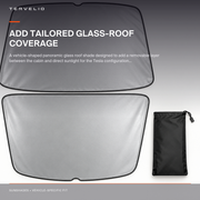 Ice-Silk Roof Sunshade for Tesla Model Y installed across the selected vehicle panoramic glass roof