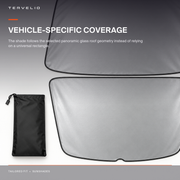Ice-Silk Roof Sunshade for Tesla Model Y material, edge and panel detail