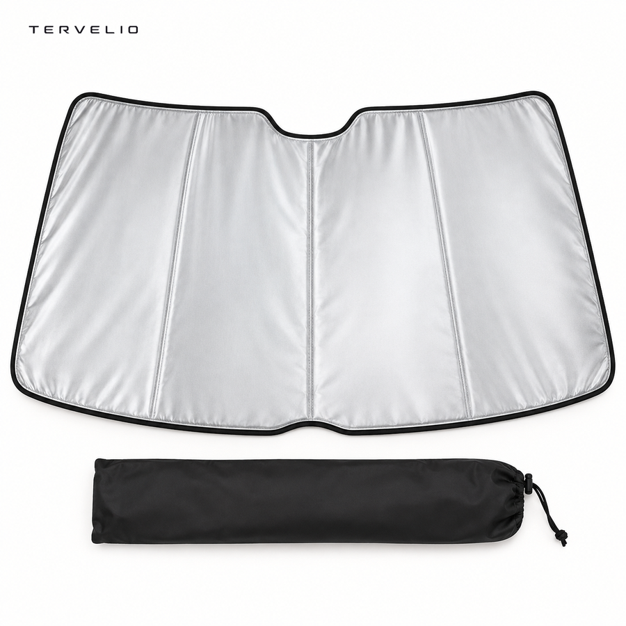 TERVELIO Ice-Silk Windshield Sunshade for Tesla Model Y configuration overview