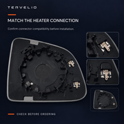 Two heater connection terminals and close-up backing plate details to check before installation.