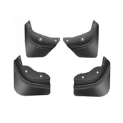 Four-piece no-drill mud flap set for the selected Tesla Model 3 or Model Y
