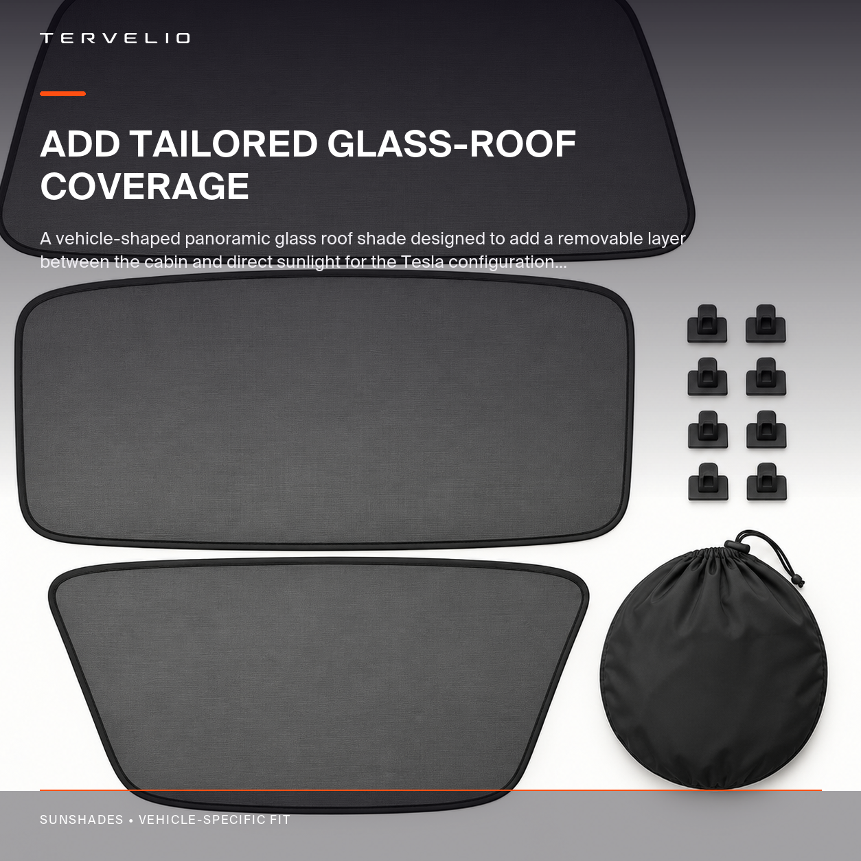 Panoramic Roof Sunshade Set for Tesla Model 3 / Model Y installed across the selected vehicle panoramic glass roof