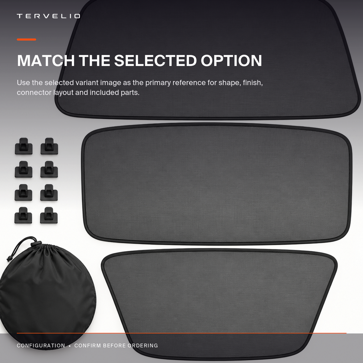 Panoramic Roof Sunshade Set for Tesla Model 3 / Model Y vehicle-generation and panel-layout reference