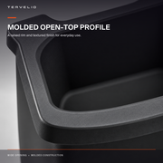 Close view of the molded waste-bin rim and interior