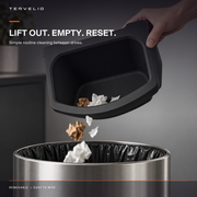 Removable rear-console waste bin for routine emptying