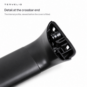 Detail at the crossbar end. The internal profile, viewed before the cover is fitted.