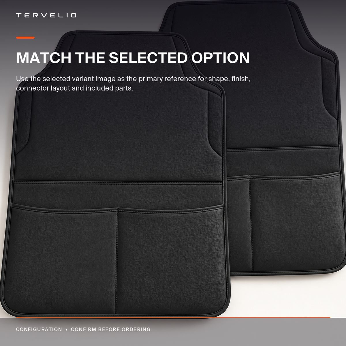 Seatback Kick Protector Set for Tesla Model 3 / Model Y fitment and included-piece reference