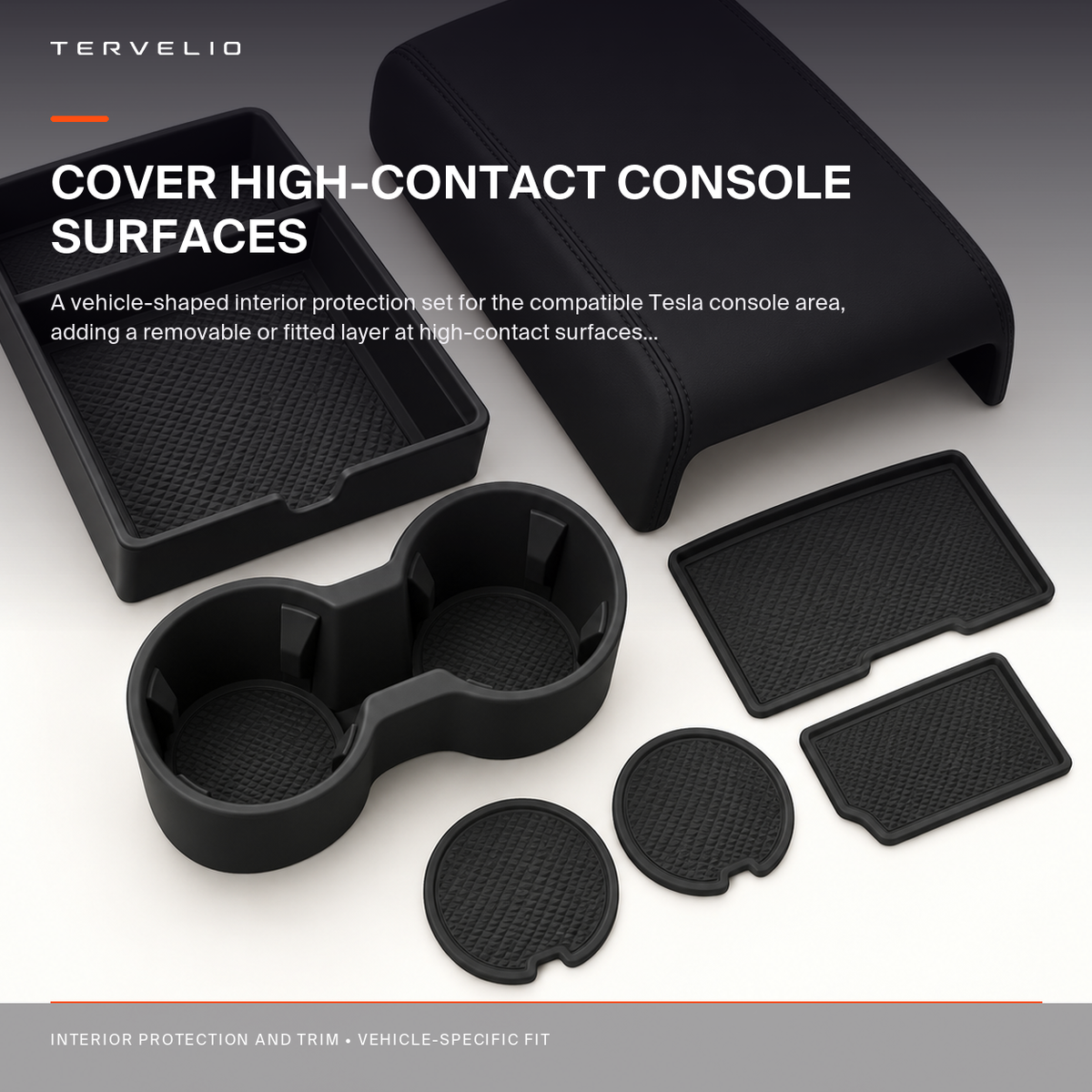 Silicone Center Console Protection Set for Tesla Model 3 / Model Y installed on the compatible Tesla console area