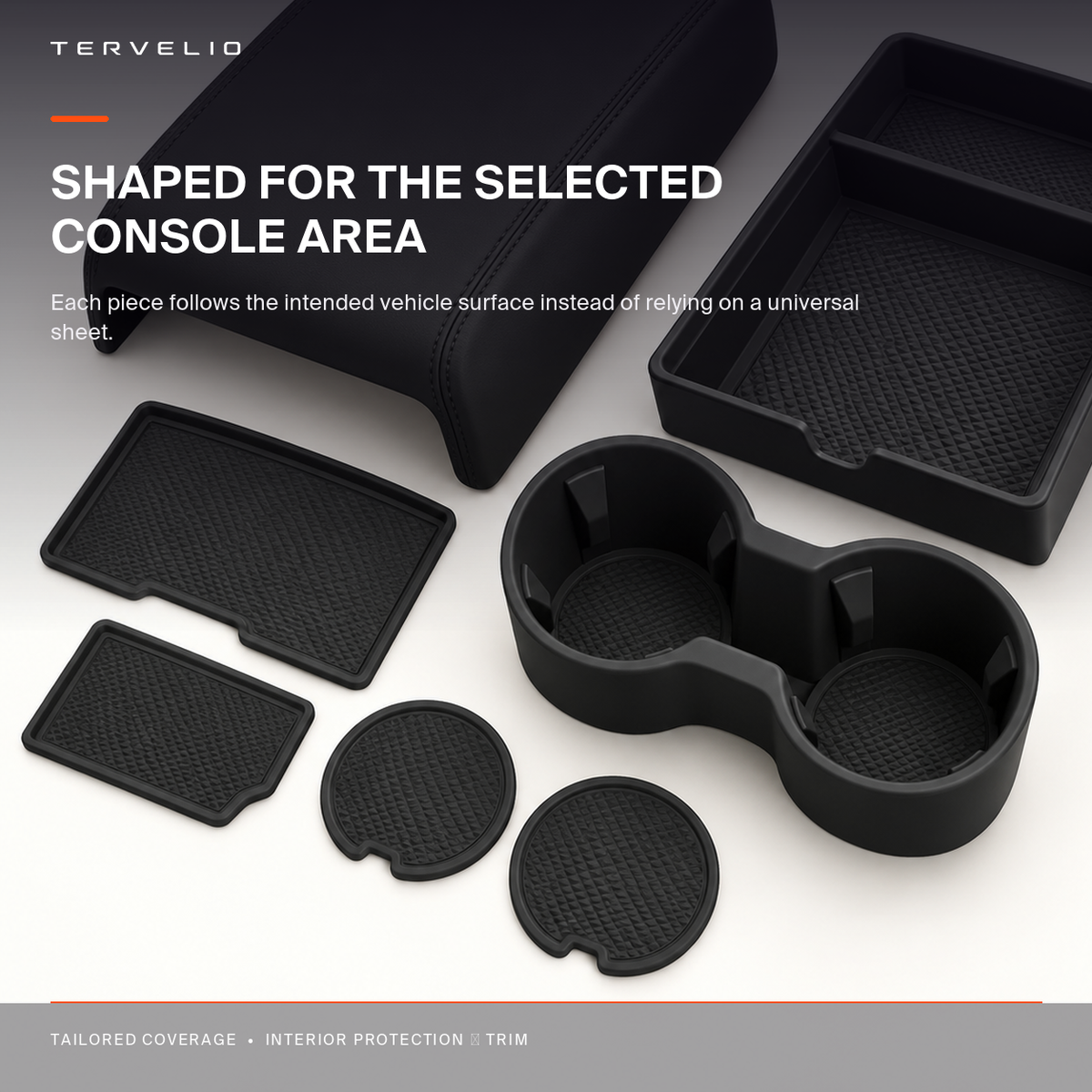 Silicone Center Console Protection Set for Tesla Model 3 / Model Y material, edge and contour detail