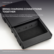 Sliding-Cover Charging Hub installed in the compatible Tesla center-console area