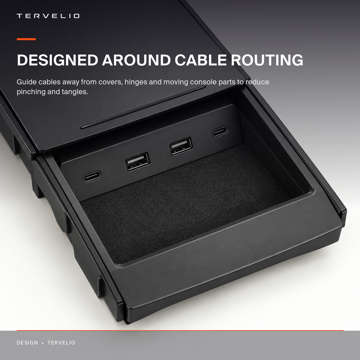Sliding-Cover Charging Hub showing the available charging connections