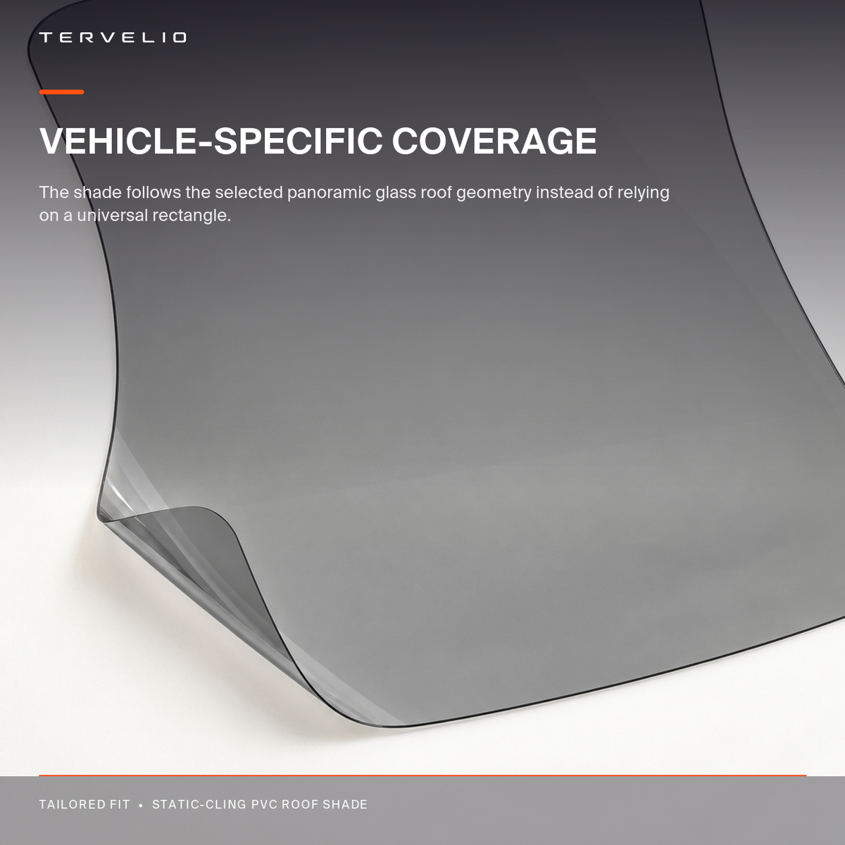 Static-Cling PVC Roof Shade for Tesla Model Y edge, panel and material detail