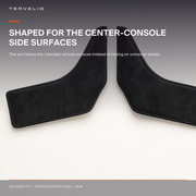 Suede-Style Console Side Kick Protectors for Tesla Model Y material, edge and contour detail