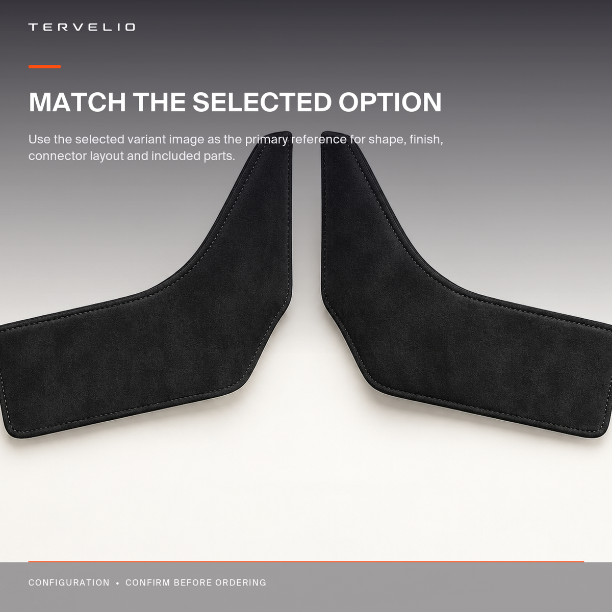 Suede-Style Console Side Kick Protectors for Tesla Model Y fitment and included-piece reference
