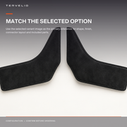 Suede-Style Console Side Kick Protectors for Tesla Model Y fitment and included-piece reference