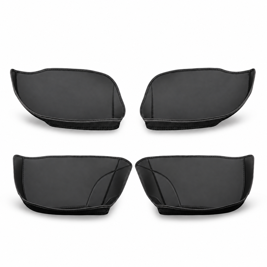 Four-piece black door-pocket liner set, Model Y configuration shown.