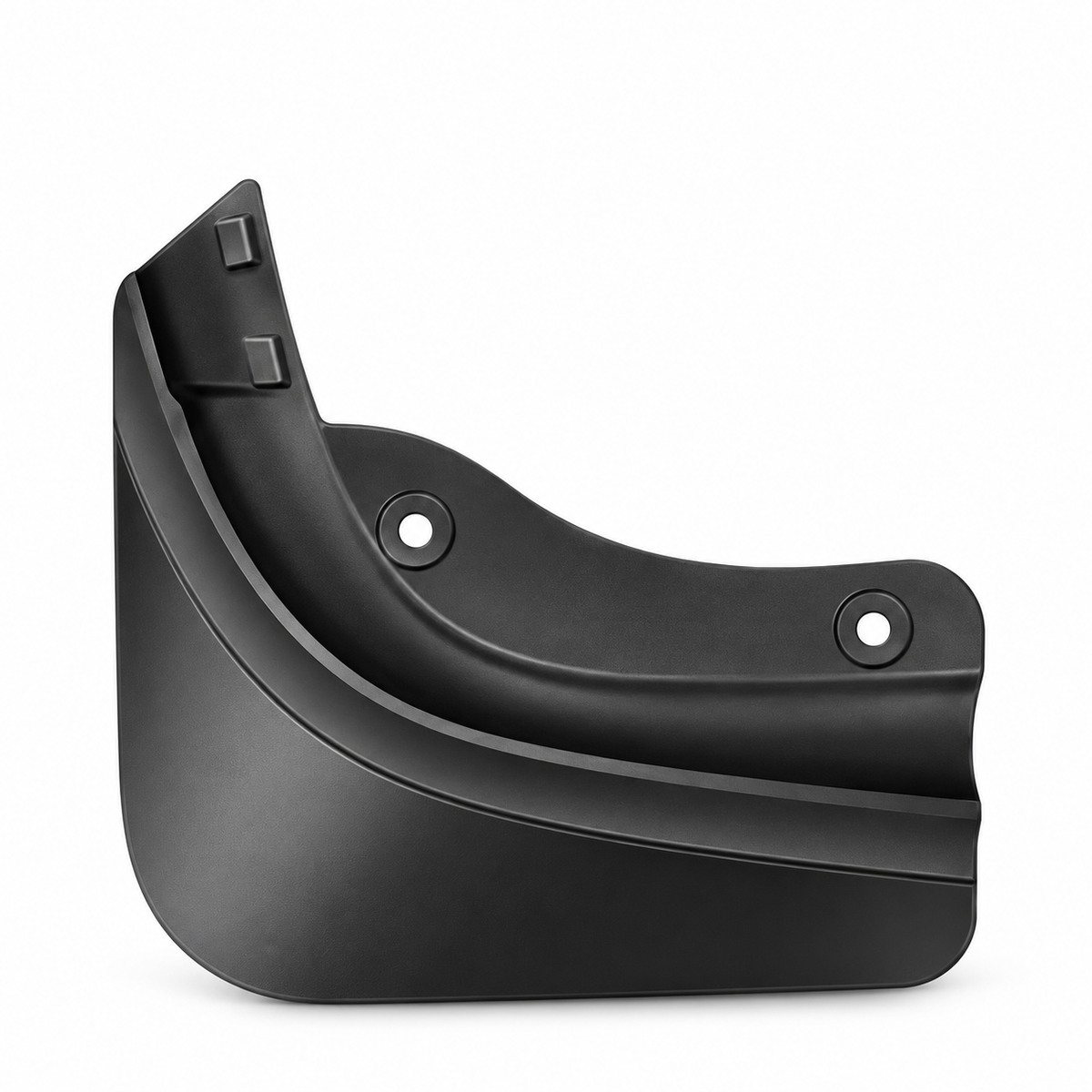 Shaped edges and mounting holes. Compare each flap with its matching wheel-arch position.