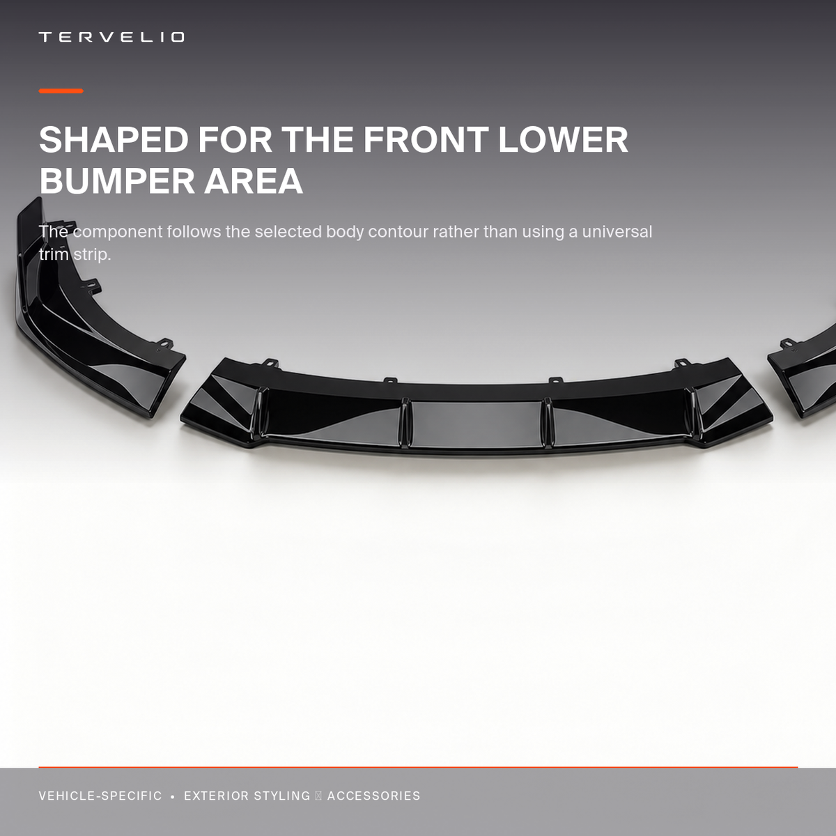Thunder-Style Front Lip Spoiler for Tesla Model 3 contour, joint and surface-finish detail