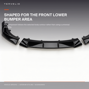Thunder-Style Front Lip Spoiler for Tesla Model 3 contour, joint and surface-finish detail