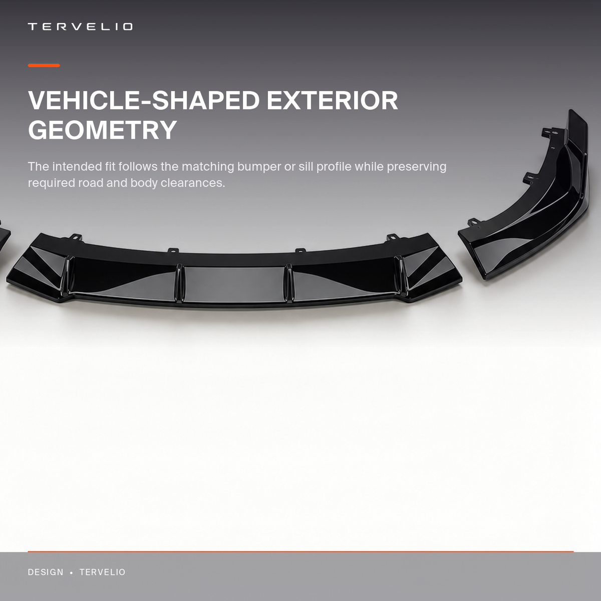 Thunder-Style Front Lip Spoiler for Tesla Model 3 finish and installed-profile reference