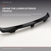 Thunder-Style Rear Lip for Refreshed Tesla Model 3 installed on the compatible Tesla exterior