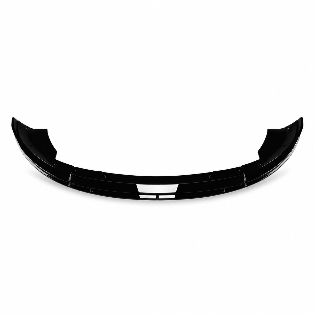Gloss black front lip for the refreshed Model 3, isolated on a white background.