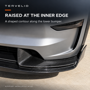Close-up of the supplier-photographed front lip raised inner contour and lower bumper edge.