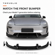 Refreshed Model Y front-end reference and detached front lip for vehicle generation and bumper-shape comparison.