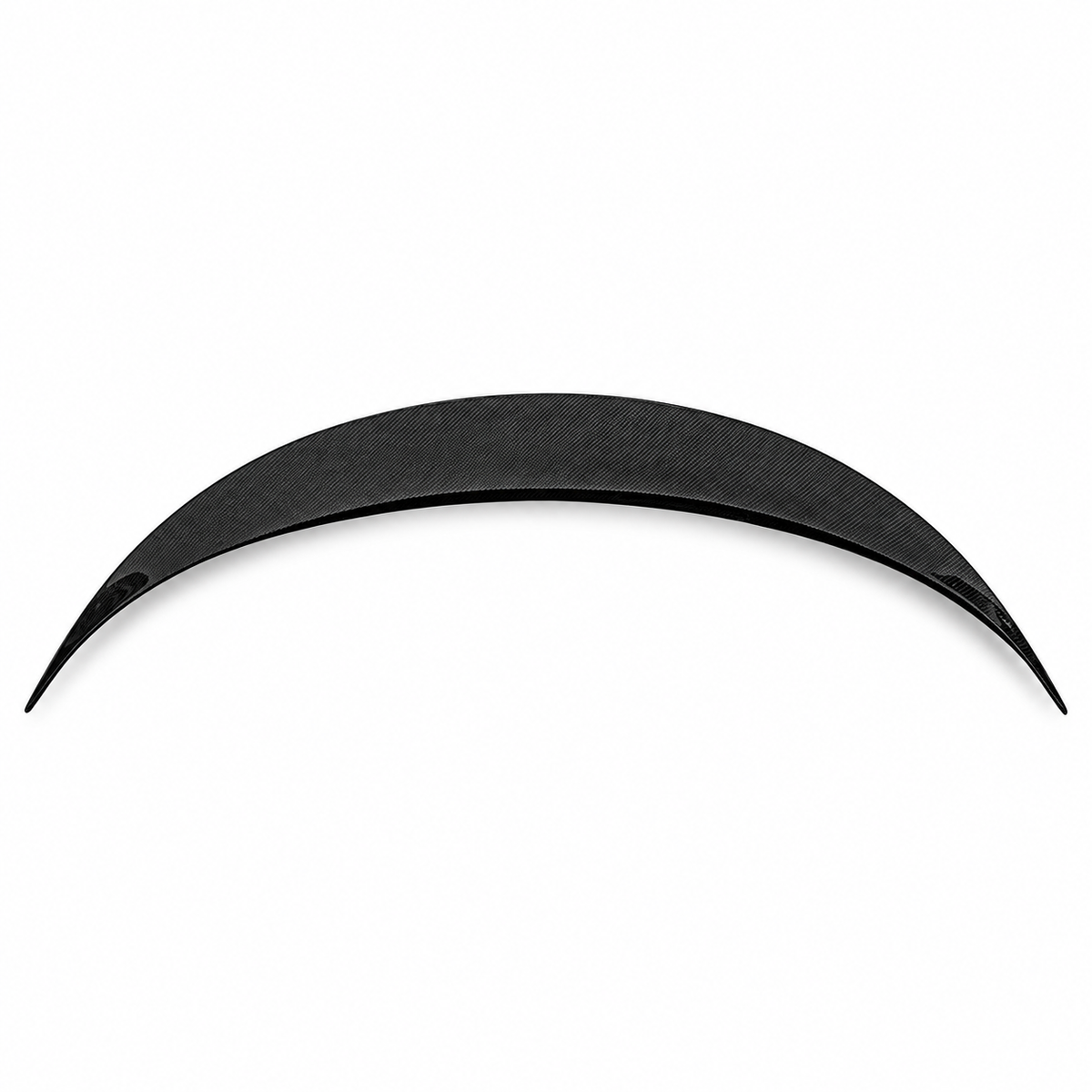 Single curved carbon-pattern rear spoiler isolated on a white background.