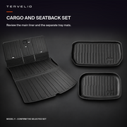 CARGO AND SEATBACK SET. Review the main liner and the separate tray mats.