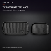 TWO SEPARATE TRAY MATS. Distinct shapes for different storage areas.