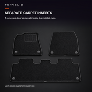 SEPARATE CARPET INSERTS. A removable layer shown alongside the molded mats.