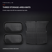 THREE STORAGE-AREA MATS. A main cargo mat with two separate tray mats.
