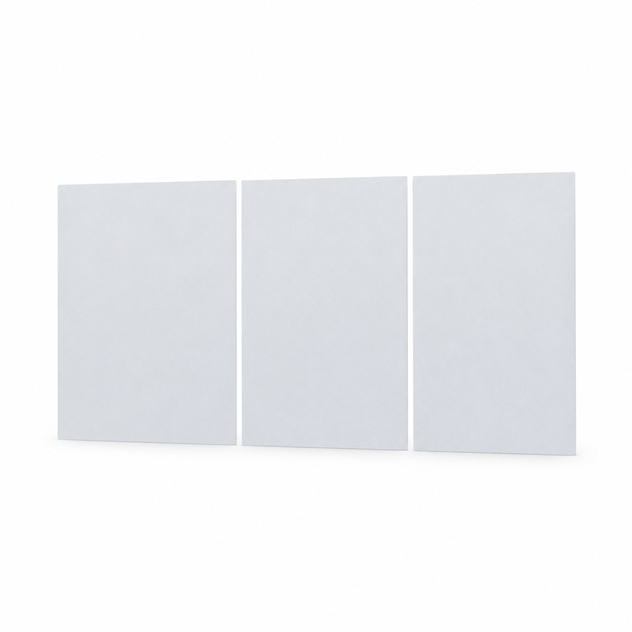 Three matte-white center-console panel wrap sheets shown on white; refreshed Model 3 and Model Y option.