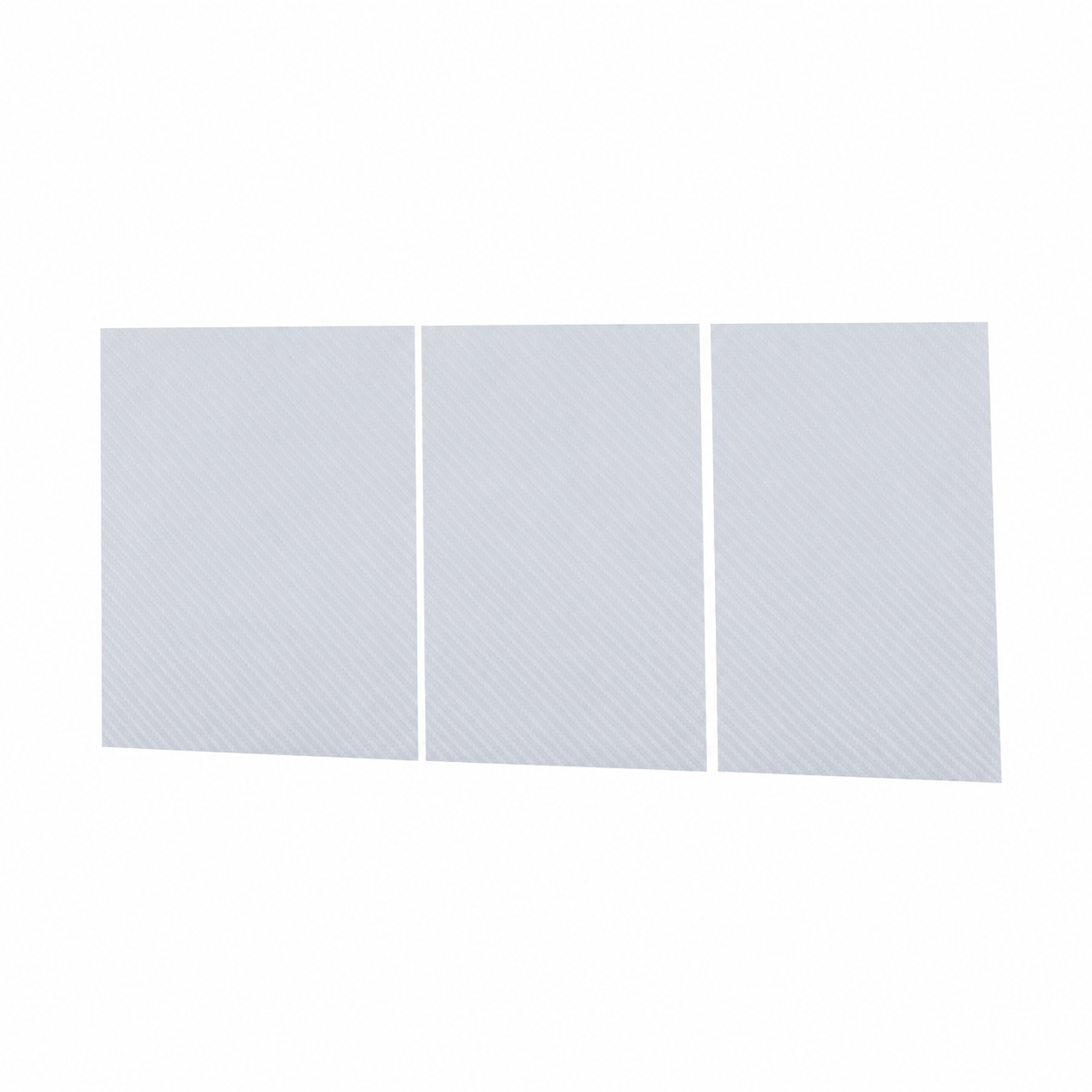 Three white carbon-style center-console wrap sheets on white; selected patterned option.