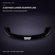 a defined lower-bumper line: Gloss black with a curved, sectional profile.